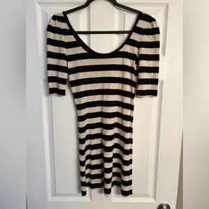 Forever 21 Striped Black and Cream Jersey Dress